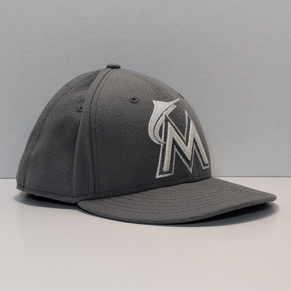 Miami Marlins New Era‎ 59FIFTY Gray Basebat Players Hat Men's 7 5/8 Cap Florida - Picture 2 of 6